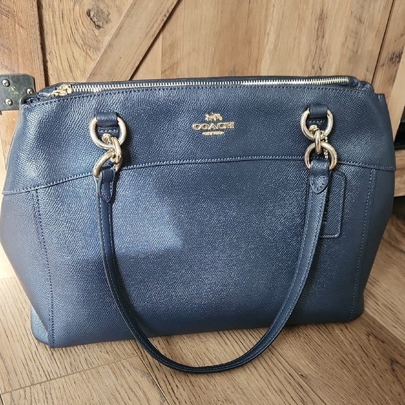 Coach Handbags - Coach Dark Blue Leather Shoulder Bag